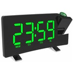 Dazzler - Nouveau radio-réveil Chargement usb Horloge de projection toujours lumineuse (vert),Horloge murale décorative pour salon, chambre