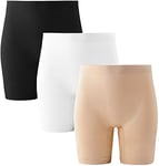 INNERSY Anti Chafing Shorts Women Under Dresses Chub Rub Pants Ladies Underskirt Shorts 3 Pack (XX-Large, Black/Beige/White)