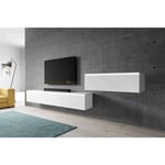 Furnix - Meuble tv bargo iii 300 cm (3x100cm) Lowboard avec led blanc