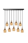 Brooklyn Tinted Glass Schoolhouse 9 Wire Cluster Lights, 5.5 inch, Amber, Brass holder