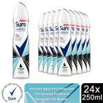 Sure Women Antiperspirant Deodorant Invisible Aqua 72H Protection 250ml, 24Pack