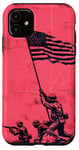 Coque pour iPhone 11 Rose Pop Art Floral Iwo Jima Drapeau Américain Levage