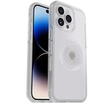 OtterBox iPhone 14 Pro (ONLY) Otter + Pop Symmetry Series Clear Case - STARDUST POP (Clear/Glitter), integrated PopSockets PopGrip, slim, pocket-friendly, raised edges protect camera & screen