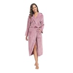 Teemie Peignoir De Bain Pour Femme Flanelle Robe À Capuche Super Doux Longue Chaud Eponge Microfibre Chaude Noël Pyjama Avec Ceinture Hiver Chambre Cadeau Fleisch Rosa S/M