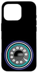 Coque pour iPhone 16 Pro Téléphone rotatif rétro cadran bleu sarcelle noir