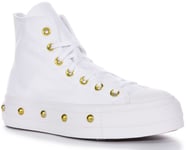 Converse A06787C All Star Lift Platform Studded White Gold Womens Size 3 - 8