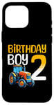 Coque pour iPhone 16 Pro Max Tracteur agricole pour 2e anniversaire garçon 2 ans