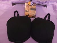 Marks & Spencer Rosie for Autograph 32G new black silk and lace trim plunge bra