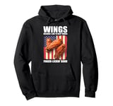 Wings Finger Lickin' Good USA American Flag Patriotic Pullover Hoodie