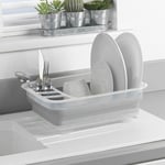 BELDRAY GREY GLITTER COLLAPSIBLE COMPACT DISH DRAINER SINK DRAINING RACK