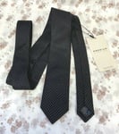 NEW! Premium by Jack & Jones 100% silk tie - black with white polka dots