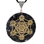 Black Tourmaline Orgone Necklace Pendant Metatrons Cube Orgonite Sacred Geometry