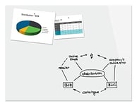 Be!Board B1400 Tableau blanc en verre, 120 x 90 cm, tableau mémo sans cadre magnétique et inscriptible, 2 aimants néodyme, blanc pur