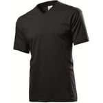 Stedman Classic V-Neck Men T-shirt Svart bomull Small Herre