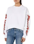 Pinko Women's Nausicaa Sweatshirt Print and Rhinestone Henley Shirt, Za2_White/Orange, XXS