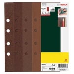 Feuilles abrasives pour ponceuse vibrante BOSCH - Set de 25 - Grain 60, 80, 120, 240 - 93x230 mm