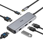 SSK Station d'accueil USB C Double Moniteur - Adaptateur multiport Hub USB C 6 en 1 avec 2 HDMI 4K, PD 3.0 100W, 2xUSB 3.0, 1xUSB 2.0 Compatible Thunderbolt 3 MacBook/Dell/HP/Lenovo/Surface