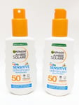2x Kids Advanced Sensitive Sun Protection Spray Garnier Ambre Solaire SPF50