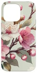 iPhone 14 Pro Max Pink White Cherry Blossom Pattern Case