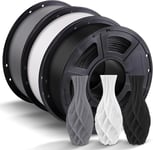 Filament 1.75 PLA,3kg Bobine PLA Filament pour Imprimante 3D (Noir+Blanc+Gris)