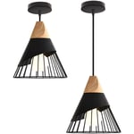 Lot de 2 Lustre Suspension Nordique Créatif Abat-jour en Forme Badminton Métal E27 pour Chambre Cuisine Bar Noir