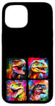 Coque pour iPhone 15 Dinosaure T Rex Pop Art Dessin Coloré Peinture