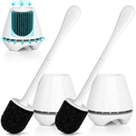 uptronic Lot de 2 brosses WC et Support ventilé, Brosse WC avec Long et Grand Manche pour Salle de Bain, Ergonomique, élégante, Durable