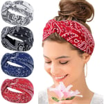 Set med 4 hårband för kvinnor Boho Floal Style Criss Cross Head W,ZQKLA