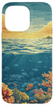 Coque pour iPhone 14 Pro Max Océan avec récifs coralliens vintage paysage graphique