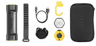 LIGGOO – Kit PRO 2 – 1 module LED made in France - Autonomie 6h - Résiste aux chocs et à l'eau – Bandeau frontal, clip multifonction, sangle, crochet et torche - Recharge USB – Etui de protection