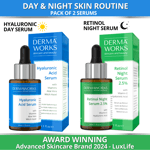 SKIN CARE BUNDLE Men Women Hydrating Hyaluronic Acid Serum +  Retinol Serum