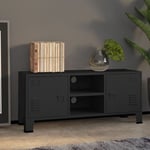 Bonnevie - Meuble tv Banc tv Armoire de rangement industriel Noir 105x35x42 cm Métal 43258