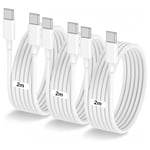 Lot de 3 Câble USB C vers USB C 2M 5A 100W Blanc Câble Chargeur Câble charge rapide pour Apple MacBook, iPad Pro, iPhone 15, iPhone 16, Samsung Galaxy, Google Pixel, Xiaomi,Redmi,Poco,Honor.[V949]