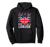 United Kingdom Just A Girl Who Loves London Heart Flag Girls Pullover Hoodie