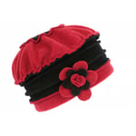 Bonnet Beret Femme Rouge et Noir Polaire Deperlante Hiver Classe Syllia-Taille