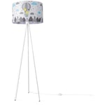 Paco Home - Lampe Chambre Enfant Chambre De Bébé Lampadaire E27 Montgolfière Animaux Crème (Ø455cm), Lampadaire - Blanc