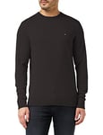 Tommy Hilfiger - Jumper Men - Mens Designer Jumper - Black Jumper Mens - Men Sweater - Men's Core Cotton-Silk Crew Neck Jumper - Flag Black - Size M