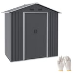 6.5ft x 3.5ft Garden Shed, Metal Shed for Garden and Outdoor Storage, Dark Grey