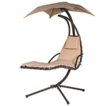 Chaise longue de jardin suspendue à bascule avec parasol et coussin hamac 2x2 co