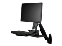 StarTech.com Wall Mount Workstation, Articulating Full Motion Standing Desk with Ergonomic Height Adjustable Monitor & Keyboard Tray Arm, Mouse & Scanner Holders, For Single VESA Display - Foldable Standing Desk (WALLSTS1) - Monteringssett (veggplate, søyle, tastaturbakke, skjermarm) - for Skjerm - plastikk, aluminium, stål - svart - skjermstørrelse: 24