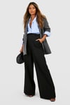 Womens Pintuck Straight Leg Tailored Trousers - Black - 12, Black