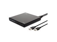 Savio AK-43 optical disc External Slim drive DVD±R/RW CD±R/RW Black, Svart, Front, Stationär/bärbar dator, DVD±RW, USB 2.0, 24X