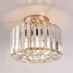 Guld Taklampa - Industriell Kristall Semi Flush Mount Takbelysning Modern LED Kristallkronor Passar för Hall Vardagsrum