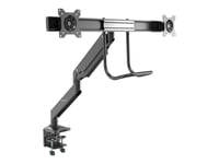 Startech.Com Desk Mount Dual Monitor Arm, Ergonomic Dual Monitor Vesa Mount For 32" 17.6Lbs (8Kg) Displays, Crossbar Handle For Synchronized Full Motion, Height Adjustable, C-Clamp/Grommet - Small Footprint Design (Armslmbarduo) - Monteringssett - J