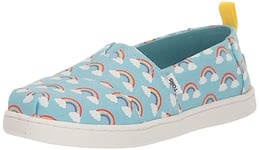 TOMS Girl's Classic Alpargata Loafer Flat, Blue Glow in Dark Rainbows, 11.5 UK Child