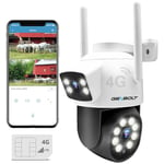 GENBOLT 3G/4G LTE Security Camera Outdoor No WiFi, Dual Lens Cellular CCTV Camera with Sim Card, PoE Surveillance Camera IP with Humanoid Tracking, Cloud Storage