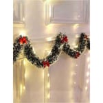 3pc Christmas Decoration    2m Green & White Trim Christmas Snowflake Tinsel Garland, Decorative Tinsel (Bow Not Fixed)