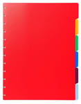 Exacompta - Réf. 86002E - Carton de 10 Intercalaires en polypro rigide multicolores pour protège-documents amovible à anneaux - 6 onglets neutres - pour format A4 maxi - dimensions 24 x 30,5 cm