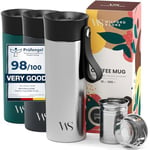 Mug Isotherme Transportable Thermos Café avec Sangle & Infuseur à Thé en Acier Inoxydable – 360 ml | Tasse à Café Inox Double-Paroi Isolée Sous-Vide, sans BPA, Etanche, lavable au lave-vaisselle