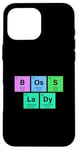 Coque pour iPhone 16 Pro Max Patron Lady Tableau périodique Cadeau scientifique STEM Laboratoire Femme